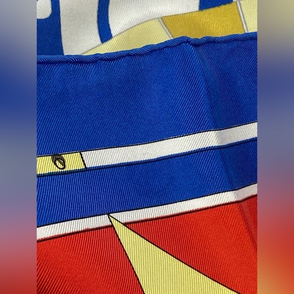 Hermes Vintage Carre 90 Silk Scarf”SEXTANTS”by Loic Dubigeon - Picture 15 of 16